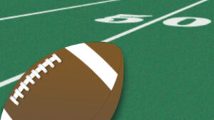 Football and field at 50 yard line.